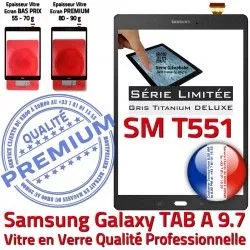 inch Tactile Gris Verre TAB-A Qualité Ecran Assemblée PREMIUM Anthracite Adhésif Grise Écran Galaxy SM-T551 Assemb Assemblé Vitre Changement Samsung 9.7