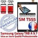 Verre Assemblée Assemblé 9.7 Ecran Galaxy Qualité Metallic Tactile TAB-A SM Noir Vitre PREMIUM Adhésif Noire Prémonté Samsung T555