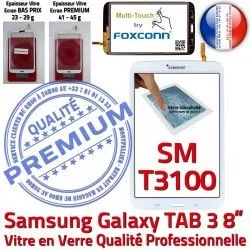 Blanche 8 Galaxy PREMIUM Assemblée Supérieure Vitre Qualité pouce SM-T3100 Tactile en Prémonté Verre Samsung TAB3 Ecran Coller à