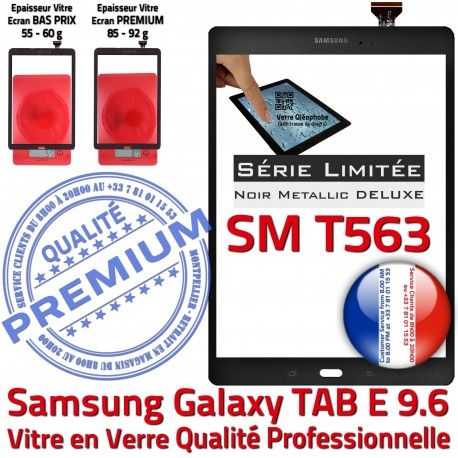 Samsung Galaxy TAB E SM-T563 N Vitre 9.6 T563 Verre Adhésif Tactile Noire Metal SM Ecran Assemblée Prémonté Noir Metallic Qualité PREMIUM TAB-E
