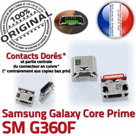 Samsung Prime SM-G360F USB Charg Connecteur Micro à Pins G360F souder de Dorés charge Connector ORIGINAL SM Chargeur Core Galaxy Prise Qualité