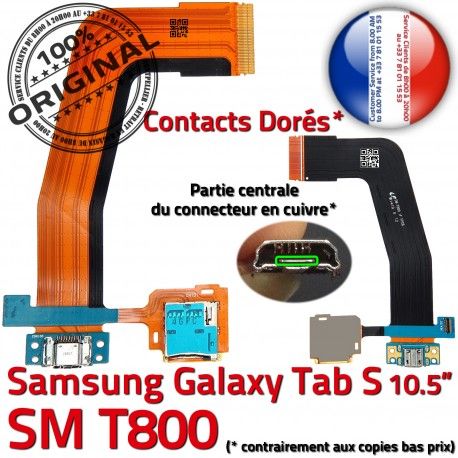 Samsung Galaxy SM-T800 TAB-S Ch Charge TAB Qualité T800 Chargeur S Réparation de Nappe Contacts Connecteur ORIGINAL Micro USB Dorés SM OFFICIELLE