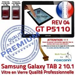 Supérieure GT-P5110 LCD 2 10.1 Vitre Prémonté REV Galaxy PREMIUM TAB2 Tactile GT 04 Samsung Ecran N en P5110 TAB Noire Adhésif R Qualité Verre