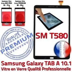 A PREMIUM SM-T580 Ecran Chocs Qualité 10.1 Résistante Tactile Verre Galaxy TAB-A TAB Samsung Noir aux T580 en Supérieure Vitre N SM Noire