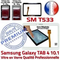 Galaxy TAB4 Tactile Tab4 SM-T533 Complète Complet PREMIUM Qualité Écran Blanche Supérieure Verre Prémonté Samsung Adhésif Blanc Vitre