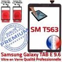 Galaxy TAB E SM-T563 Vitre Noire Verre Samsung Supérieure SM 9.6 Assemblée TAB-E PREMIUM Noir Qualité Ecran Prémonté Adhésif T563 Tactile