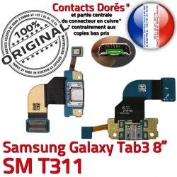 Nappe Galaxy ORIGINAL OFFICIELLE de SM-T311 Qualité Chargeur Contacts Connecteur Ch Dorés TAB Samsung Réparation MicroUSB Charge 3 TAB3