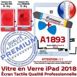 PREMIUM 6 Blanche Adhésif Precollé Oléophobe iPad PACK Nappe Outils A1893 Réparation Qualité Tactile KIT - Bouton Verre HOME Vitre B