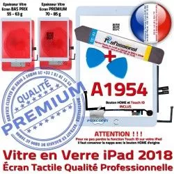 Bouton A1954 Outils PREMIUM Réparation Vitre - KIT Blanche PACK B Qualité Oléophobe Tactile Verre Nappe 6 Precollé HOME iPad Adhésif