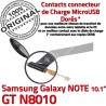 GT-N8010 Micro USB NOTE Charge Nappe GT Chargeur OFFICIELLE Qualité ORIGINAL Connecteur MicroUSB N8010 Réparation Samsung Galaxy Contacts de Dorés