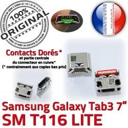 SM-T116 Galaxy ORIGINAL de Chargeur Tab3 à USB Fiche MicroUSB SLOT Prise Qualité Pins Samsung souder charge TAB3 Dorés Connector Dock