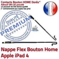 Poussoir Réparation Remplacement Flex Home iPad Tablette 4 Nappe Châssis Bouton Precollé Adhésif Apple Accueil Autocollant