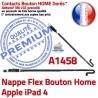 Nappe Bouton Home iPad 4 A1458 Flex iPad4 Qualité Poussoir Adhésif Apple Tablette Accueil Réparation Remplacement Châssis Autocollant
