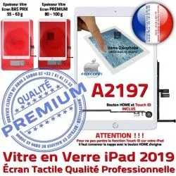 Blanc Tablette Qualité Vitre Verre Monté Nappe Oléophobe 2019 Ecran Fixation Caméra Réparation Adhésif HOME Tactile A2197 iPad