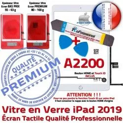 PACK Blanche A2200 Precollé Vitre Qualité Adhésif Tactile Oléophobe Réparation HOME PREMIUM 2019 Verre Outils Nappe Bouton KIT iPad B