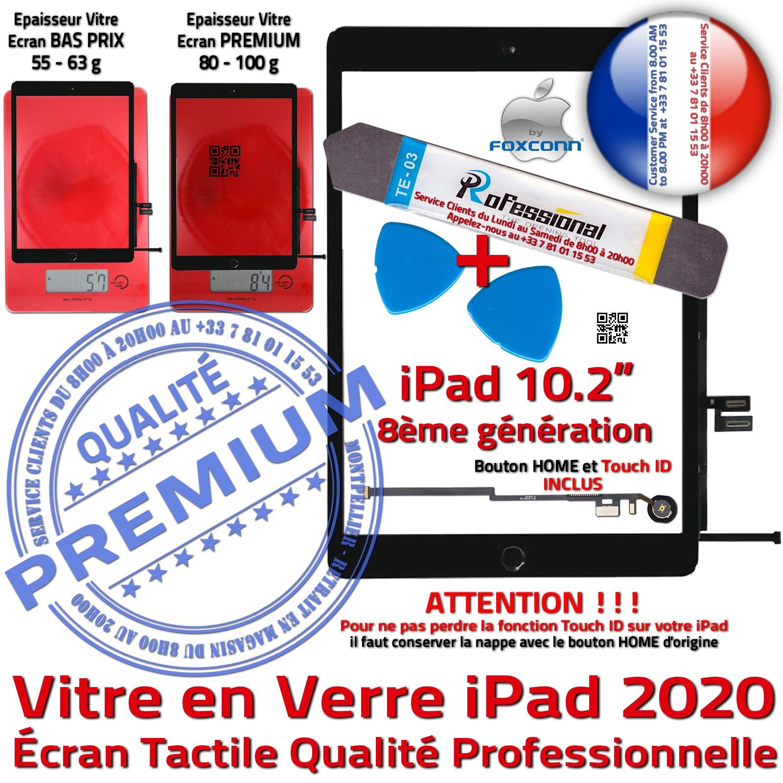 iPad A2270 2020 Verre Trempé ESR Protection Vitre Ecran Apple Oléophobe  Film Anti Rayures Chocs Filtre Lumière Bleue UV 9H 2.5D