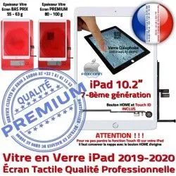 Qualité Blanc Precollé Tactile Remplacement 10.2in Fixation Ecran 10.2 Vitre HOME Verre in PREMIUM Adhésif 2019-2020-2021 iPad Bouton