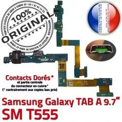 C Contacts OFFICIELLE Charge Galaxy SM-T555 TAB Samsung de Connecteur USB A T555 Doré Réparation SM Qualité Chargeur ORIGINAL Nappe Micro