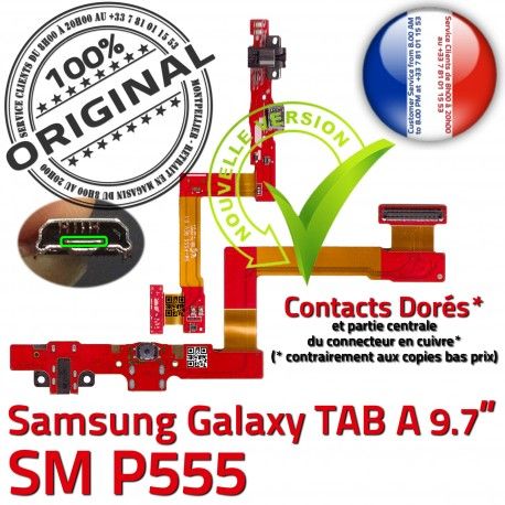 Samsung TAB A SM-P555 Galaxy C Nappe Qualité ORIGINAL Chargeur Charge Doré de OFFICIELLE Contacts SM P555 Réparation Connecteur Micro USB