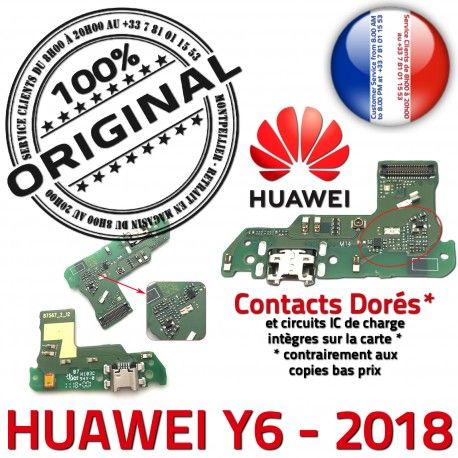 Huawei Y6 2018 Antenne SMA Qualité Prise Nappe Charge PORT Chargeur Microphone ORIGINAL GSM OFFICIELLE Connecteur USB Téléphone