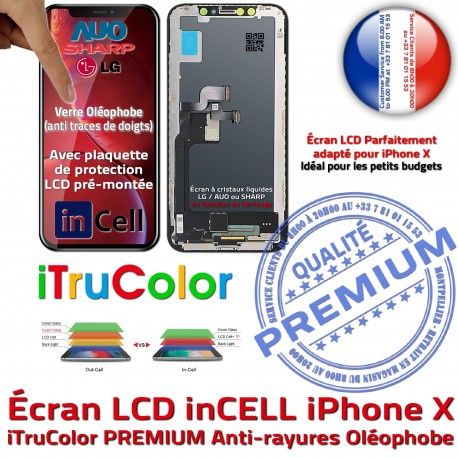 LCD iPhone X Apple Oléophobe Touch Cristaux Liquides HDR Multi-Touch inCELL Verre Remplacement PREMIUM 3D Écran