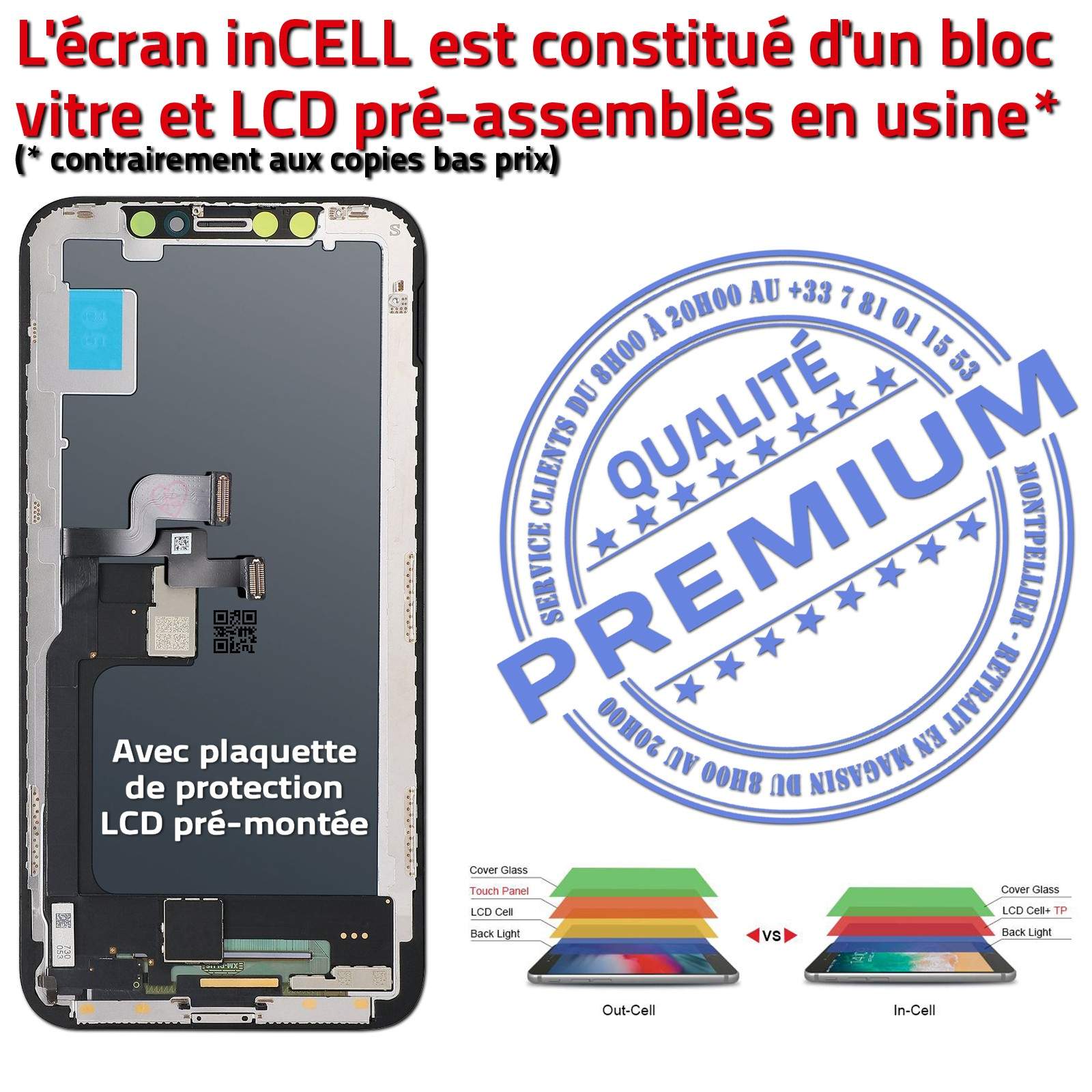 Ecran Complet LCD + Vitre Tactile Hard Oled Pour Apple iPhone X A1865 A1901  A1902