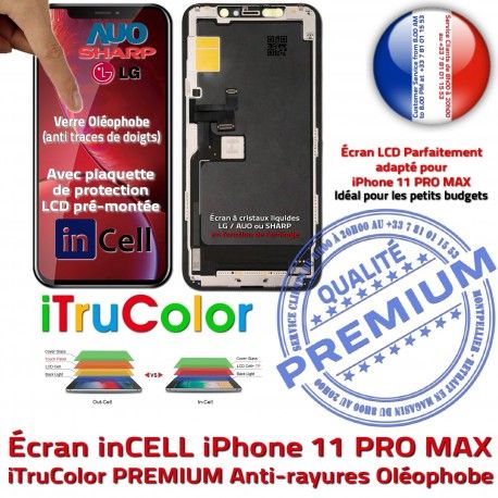 LCD Complet iPhone 11 PRO MAX Cristaux inCELL pouces Écran PREMIUM 6,5 Affichage Retina Liquides Super SmartPhone sur Châssis Apple
