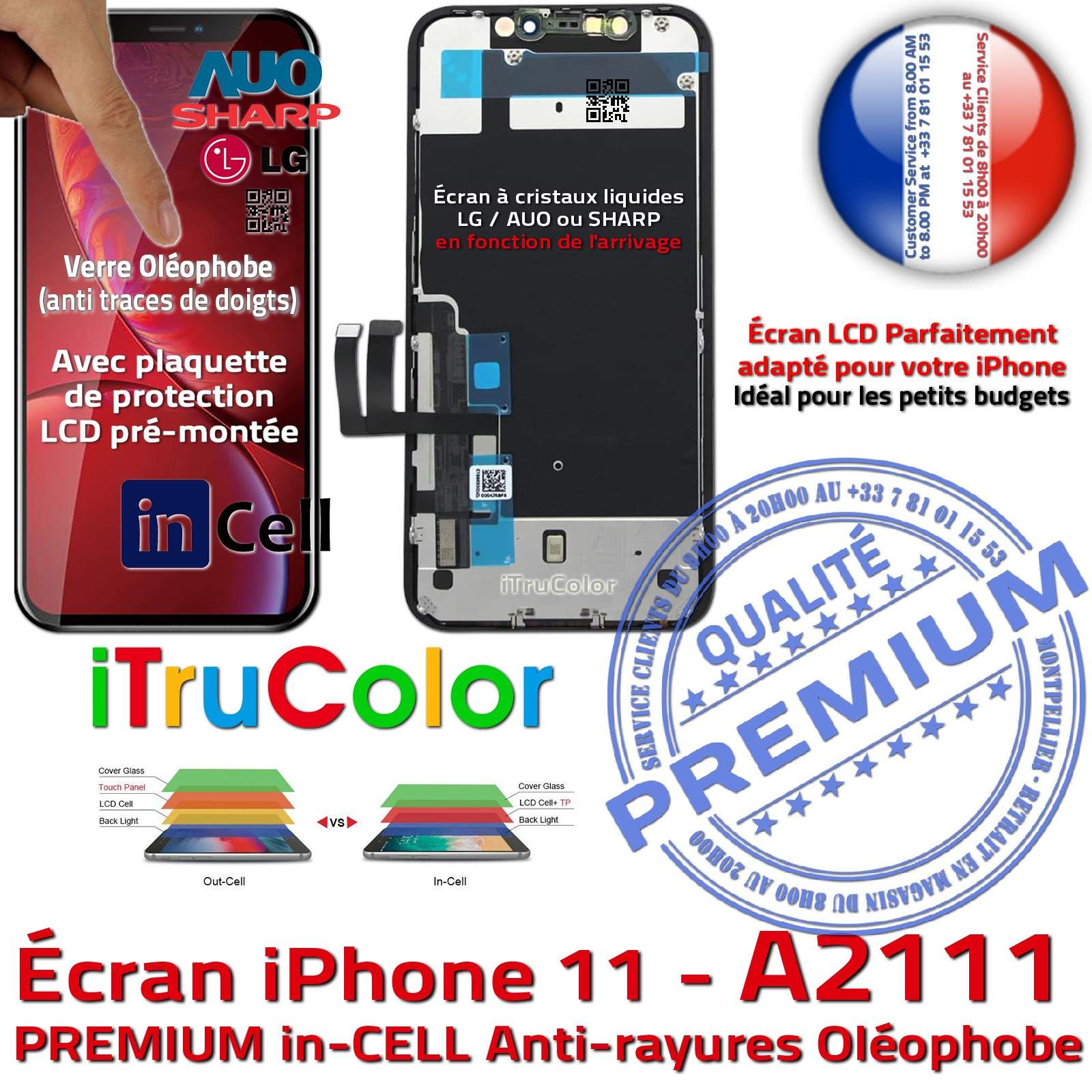 Réparation Ecran LCD et Ecran Tactile iPhone 11 - Noir - Qualité d'Origine