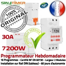 Tableau Journalière Minuterie 7kW électrique Rail 30A 7200W Prises Programmation DIN Électronique Digital VMC Automatique