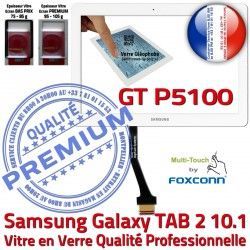 in B GT-P5100 Supérieure Galaxy Chocs en aux Verre Blanc Ecran 10.1 Qualité Blanche Résistante PREMIUM Tactile 2 TAB-2 TAB Samsung Vitre