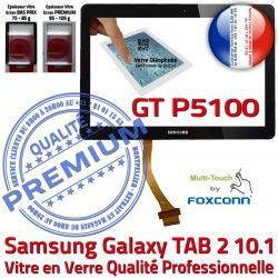 TAB-2 GT Tactile Samsung Supérieure Vitre Galaxy Qualité Chocs P5100 Résistante Noire 2 aux Ecran TAB Noir PREMIUM en 10.1 Verre