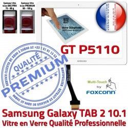 Samsung GT-P5110 Blanche en Qualité 10.1 Tactile PREMIUM in Vitre Ecran Galaxy B Supérieure TAB Chocs Résistante TAB-2 2 Verre aux Blanc