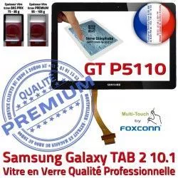 Verre Supérieure 2 PREMIUM N Qualité GT-P5110 aux P5110 GT TAB Noir Noire TAB-2 Ecran 10.1 Résistante en Chocs Tactile Galaxy Vitre Samsung