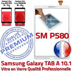 Chocs Qualité Blanche en Tactile Galaxy Ecran A 10.1 Blanc aux Samsung TAB-A PREMIUM SM P580 Vitre Supérieure B Résistante TAB SM-P580 Verre
