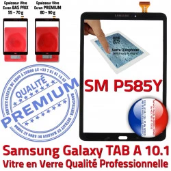 Noire inch TAB-A 10.1 Résistante Noir Tactile Galaxy Ecran PREMIUM A SM-P585Y Samsung Supérieure Vitre Verre en aux N TAB Qualité Chocs