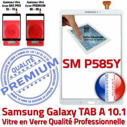Blanc SM-P585Y PREMIUM Qualité inch Résistante B Galaxy Vitre Samsung Blanche Tactile TAB Chocs 10.1 TAB-A Supérieure Verre aux A Ecran