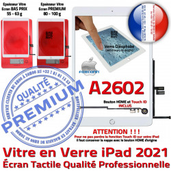 Tablette Tactile Vitre Adhésif Réparation Qualité HOME iPad 2021 Blanc Verre Fixation Caméra Nappe Oléophobe Monté A2602 Ecran