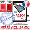iPad 2021 A2604 Noir Vitre Réparation HOME Oléophobe Nappe Tablette Monté Ecran Tactile Caméra Qualité Verre Adhésif Fixation