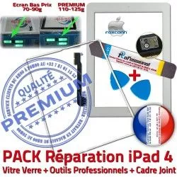 iPad4 Outils Apple Cadre PREMIUM Joint B iLAME Verre Precollé PACK Chassis Blanche Adhésif Vitre HOME Réparation Tablette Tactile Bouton