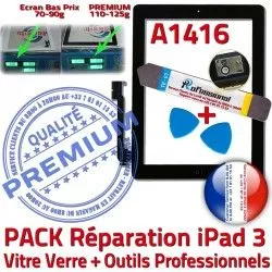 PACK Réparation Precollé Adhésif KIT Qualité Vitre iPad3 PREMIUM Tactile Verre Bouton 3 Outils Oléophobe Démontage N Noire A1416 HOME iPad