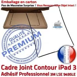 Apple 3 Precollé Joint Plastique N iPad Châssis Tactile ABS Cadre Vitre Tablette Contour Autocollant Noir Réparation Adhésif Ecran