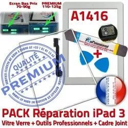 Réparation Bouton Verre Precollé Outils A1416 B iPad Vitre PACK HOME PREMIUM 3 Cadre Adhésif iPad3 Joint Apple Blanche Tactile iLAME Tablette