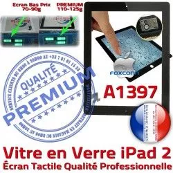 Ecran Precollé iPad2 Bouton 2 Fixation Oléophobe Apple Tactile Vitre iPad Qualité Remplacement Caméra PREMIUM Adhésif A1397 HOME Noir Verre