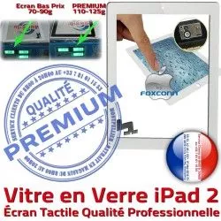 iPad Apple Oléophobe Remplacement iPad2 Ecran Blanc Vitre Adhésif A1396 HOME Verre A1395 A1397 Precollé Fixation Bouton PB 2 Qualité PREMIUM Nappe Tactile Caméra