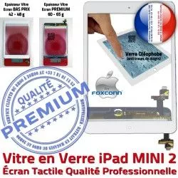 2 Ecran Home Blanc MINI iPad Mini2 B Verre Fixation A1491 Vitre Oléophobe Tablette A1489 Bouton Adhésif Caméra Nappe Tactile Filtre Monté Réparation A1490