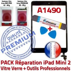 HOME KIT Réparation Tablette MINI IC Noir Precollé Apple Bouton Tactile Outils PACK Vitre Verre Qualité PREMIUM Nappe Adhésif Mini A1490 iPad Noire