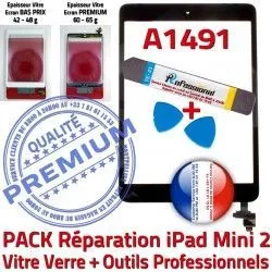 PREMIUM Nappe Noir Réparation Qualité PACK HOME iPad Verre KIT Outils Noire IC Tactile Vitre Bouton Mini Adhésif Tablette A1491 Precollé Apple MINI