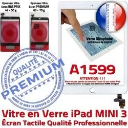 Bouton Nappe iPad Tablette Tactile Réparation Caméra Blanc Mini3 Home Vitre Verre Monté Fixation Filtre A1599 Adhésif Ecran Oléophobe