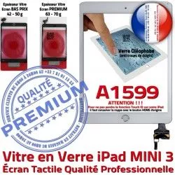 Ecran Oléophobe Fixation Tablette Blanc Bouton Caméra Filtre Nappe Vitre Verre iPad Réparation Mini3 Monté Adhésif Home Tactile A1599