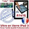 iPad3 Apple A1416 Noir 3 Qualité PREMIUM Fixation Vitre iPad Remplacement Verre HOME Oléophobe Bouton Ecran Caméra Tactile Adhésif Precollé
